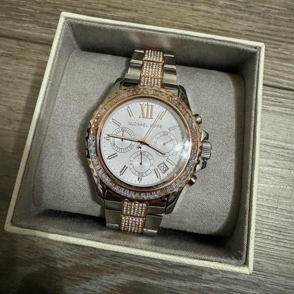 Michel Kors Womens Oversized Everest Pavé Two-Tone Watch
